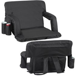 New  Portable Stadium Seat Chair Extra Wide 24.5" Reclining Bleacher Seat w/Backrest