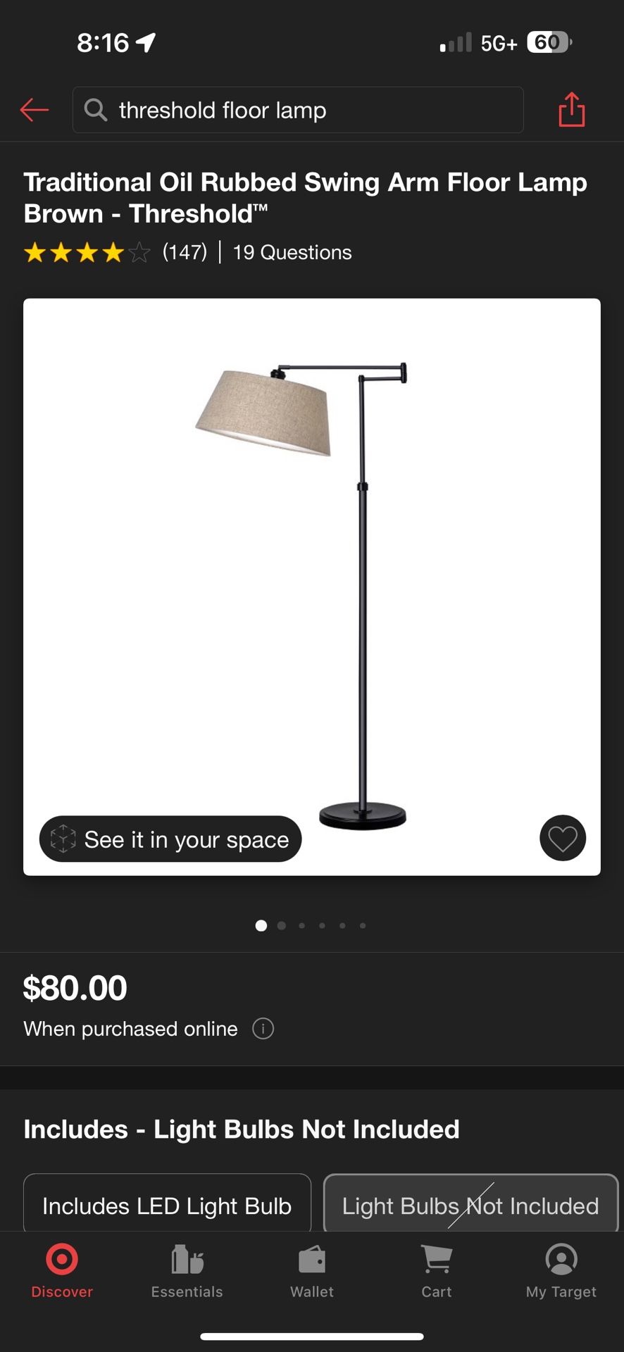 Traditional Oil Rubbed Swing Arm Floor Lamp Brown - Threshold™