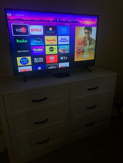 White 6-Drawer Dresser + TV – Great Condition