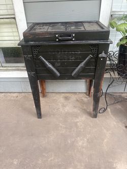 Rustic Black Wooden Outdoor Cooler Stand