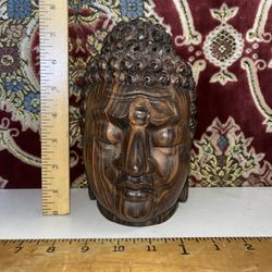 Vintage Carved Wood Buddha Signed By Artist 