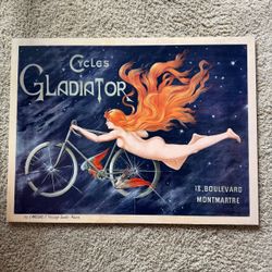 Cycles Gladiator 1895 Bicycle Poster Art Nouveau French Vintage Wall Art 1998