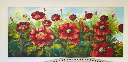 Poppies painting 24” by 55”