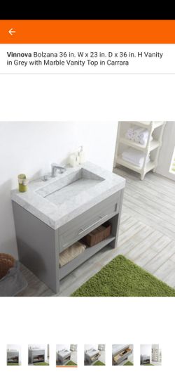 New in box Vinnova balzona 36x23x36 vanity with marble top in carrara