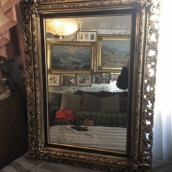 BEAUTIFUL GOLD COLOR MIRROR-CARVED-FOR WALL 38” Tall, 28”W