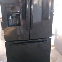 Working Three Door Black Fridge Kenmore
