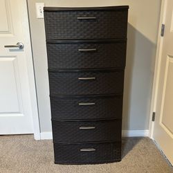 6 Drawer Wide Weave Tower with Opaque Drawers for Stylish Storage in Espresso