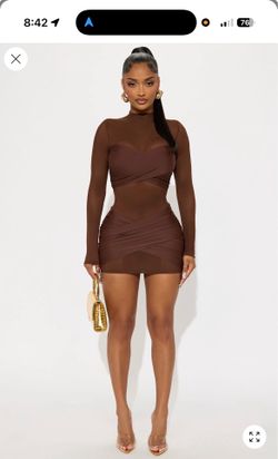 Fashion Nova chocolate brown dress size M