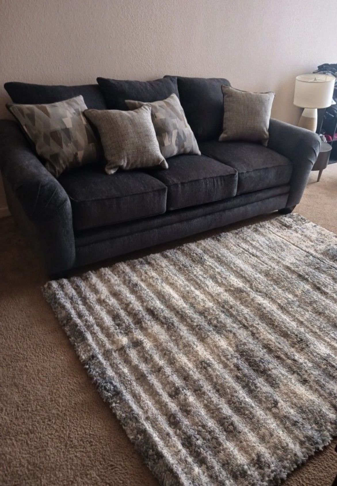 Charcoal Gray Couch, Pillows