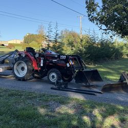 Mitsubishi MT18 4x4 Tractor 18HP Brush Cutter Blade Forks Loader 3PT