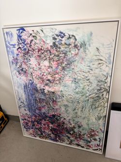 Large Framed Monet Floral Canvas Print
