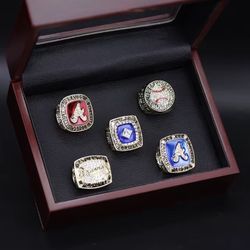 Atlanta Braves World Series Championship Replica Rings Set With Wooden Box 