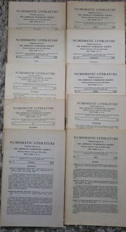 Lot of 10 Numismatic Literature journals