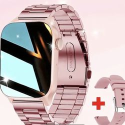 Pink Rose Gold Smart Watch (STAINLESS STEEL BAND)