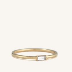 NWT Mejuri Solo Baguette Diamond Ring Size 5 14k Yellow Gold