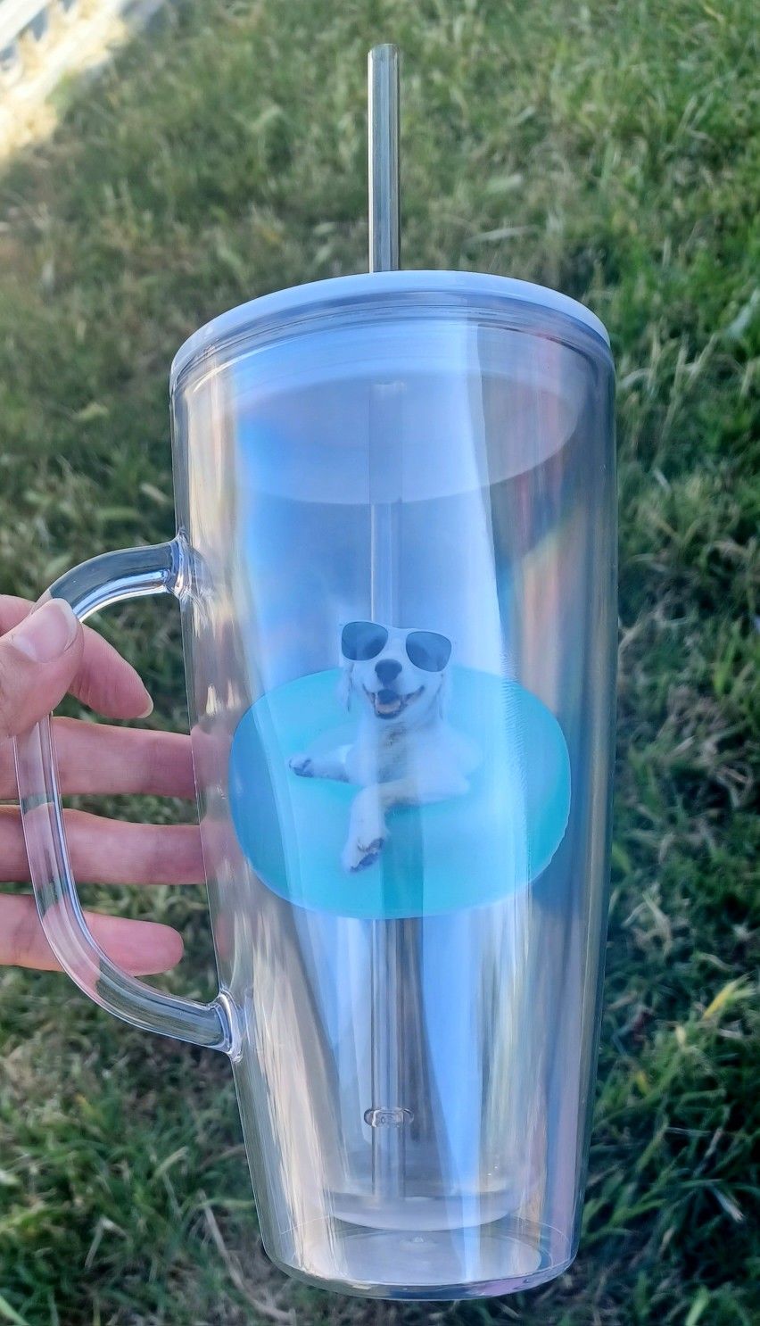 Mother's Day / Día De Las Madres Tumbler - White Dog With Sunglasses 