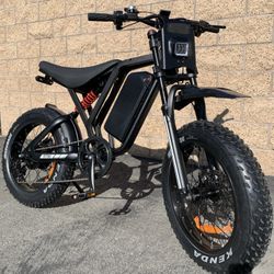 52V/1500W/40mph🏁Electric Dirt Bike Style E-Bike, XL 25ah Battery, Full Suspension, 20x4.0