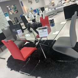 New Dining Table Set 5 PCs Glass 