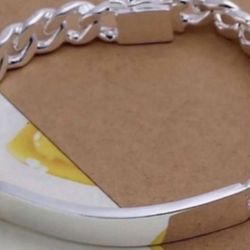 NEW 925 Sterling Silver Cuban Bracelet Unisex Jewelry  Gift