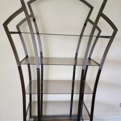 Metal Shelving Unit With 5 Glass Shelves
