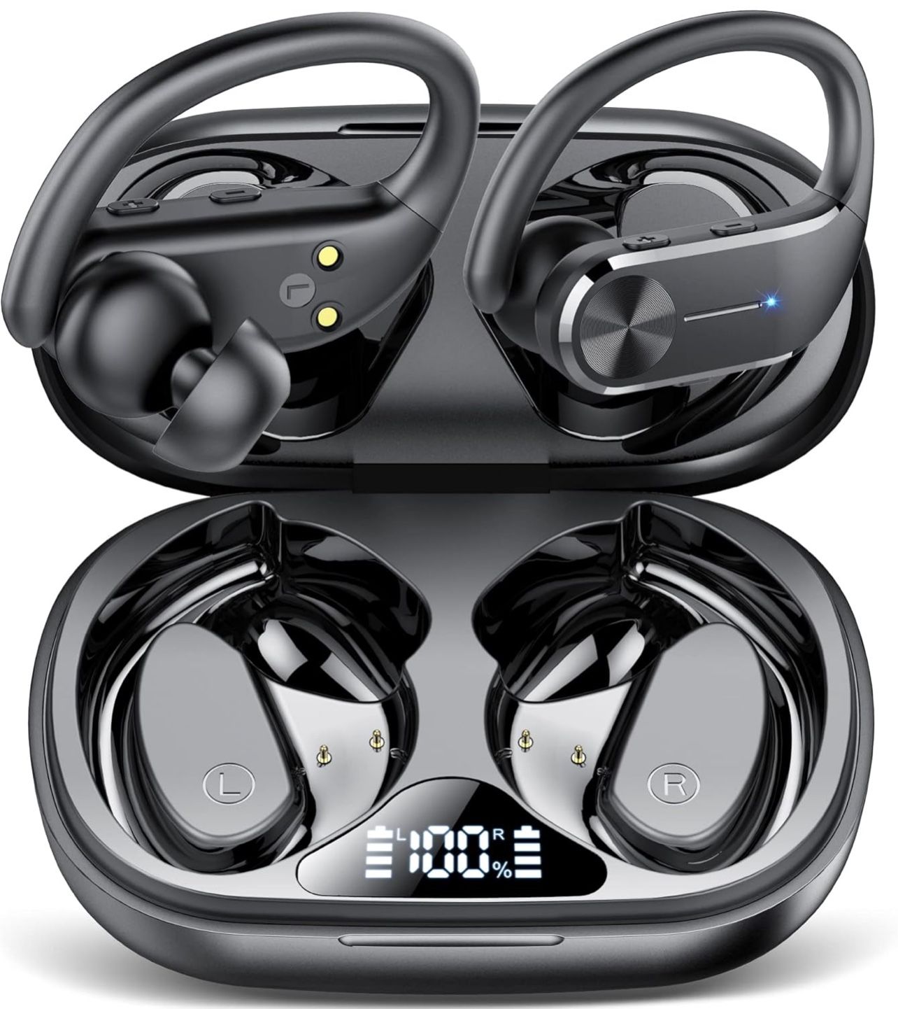 Ear buds Wireless Bluetooth Earbuds 2024 NEW Sport Bluetooth 5.3 Headphones with LED Display ,68H Playtime,Powerful Bass Over Ear Earphones with Earho