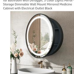 LED 24" ROUND MIRROR MEDICINE CABINET 