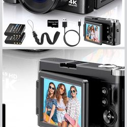🔥Brand new🔥 4K Digital Camera for Photography Autofocus, 2026 Latest 48MP Vlogging Camera for YouTube with SD Card, 2 Batteries, 3" 180°Flip Screen 