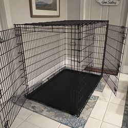 Dog Kennel With Two Doors  3 Latches On Each Door, Pull Out Tray 