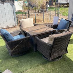 Fire Pit Table with comfy chairs