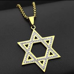 Golden David Star Stainless Steel Unisex