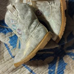 Baby Deer Wiggle Waddle Walk New Cowboy Champagne Boot Size 5 12/18 Months