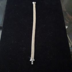 Sterling Silver & 1/8 14kt Gold Bracelet 