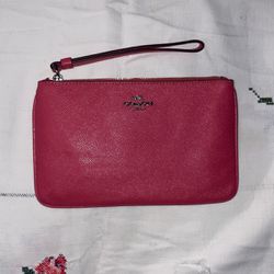 coach wristlet clutch leather pink bag