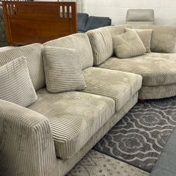 New 125’ Camel Corduroy Sectional Couch / Free Delivery
