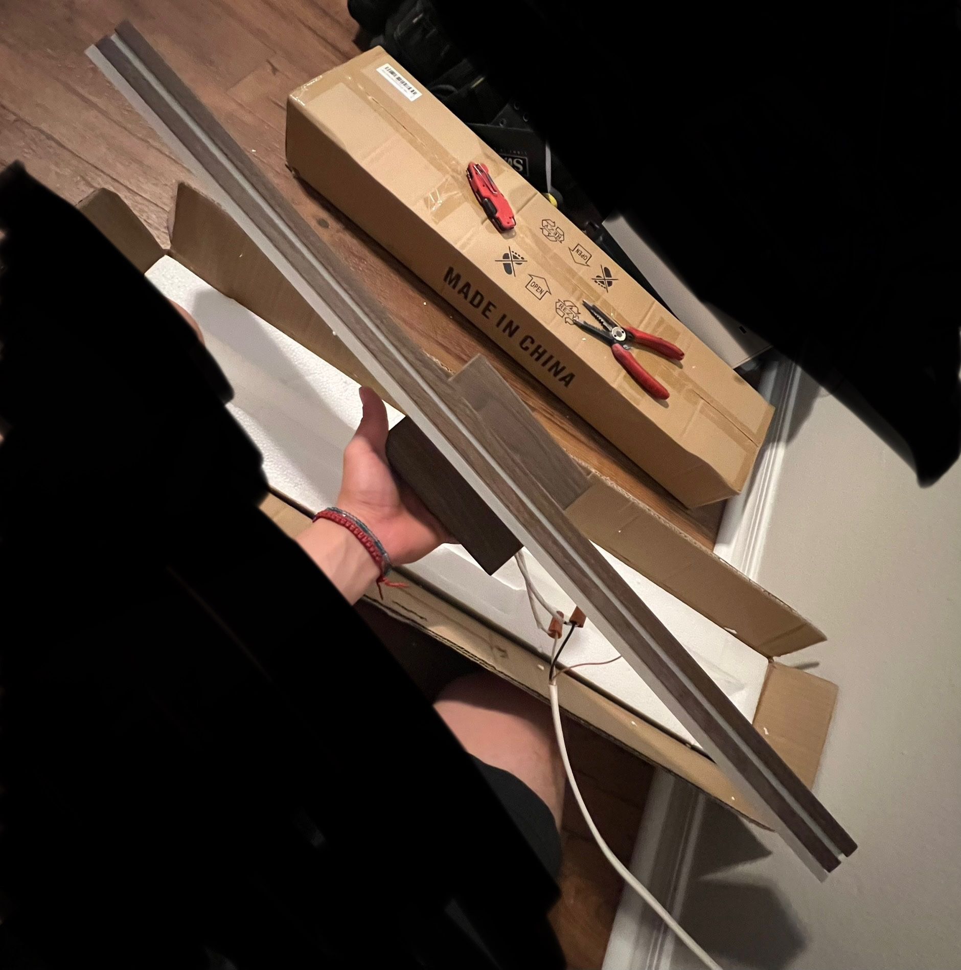 Wood panted light fixture