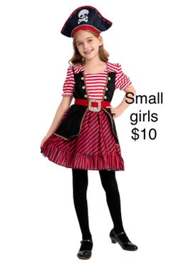 Girls Pirate Dress Costume Small / Disfraz de Pirata Niña Chico Halloween