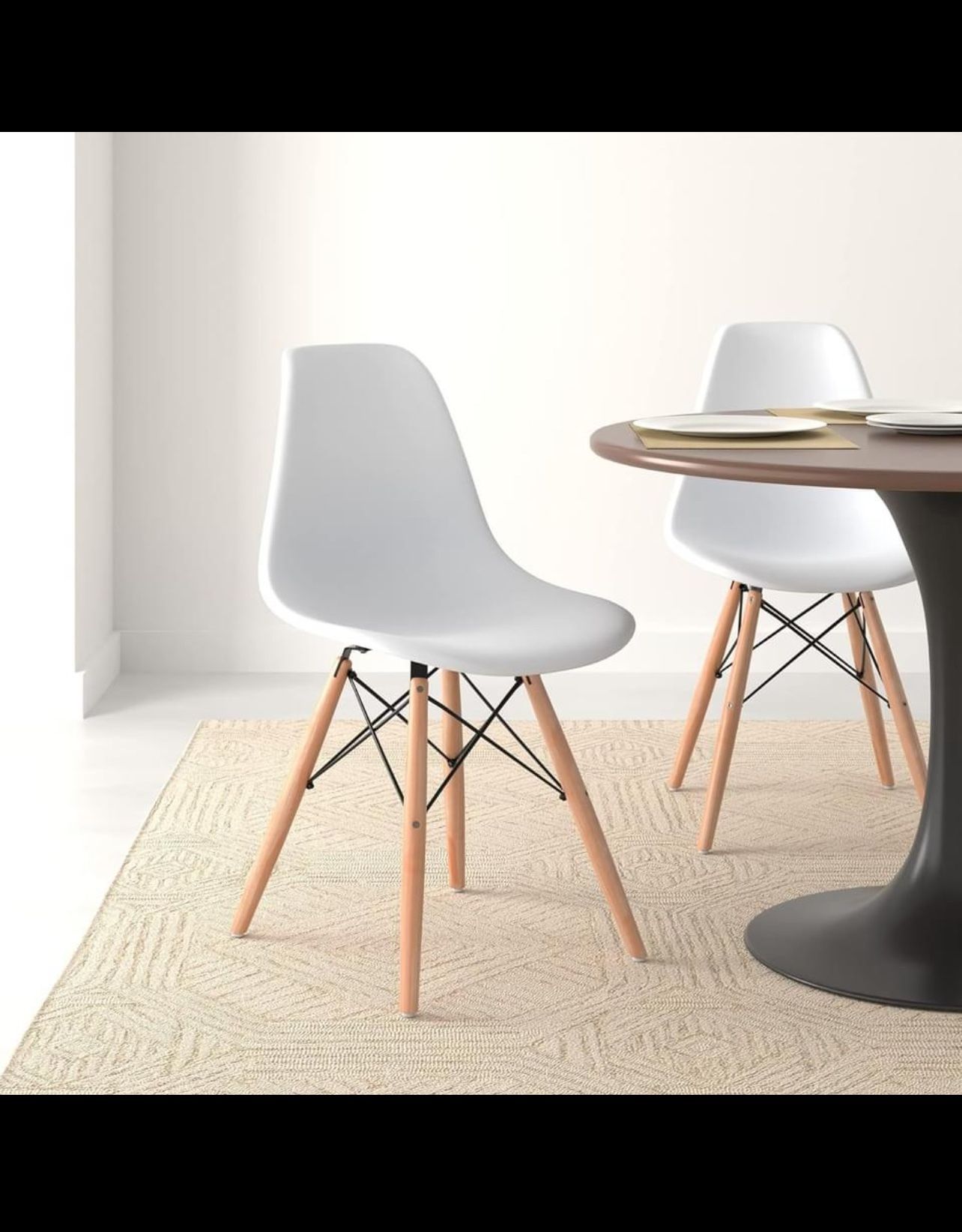 Amazon Basic Modern Dining Chair Set, Shell Chair With Wood Legs