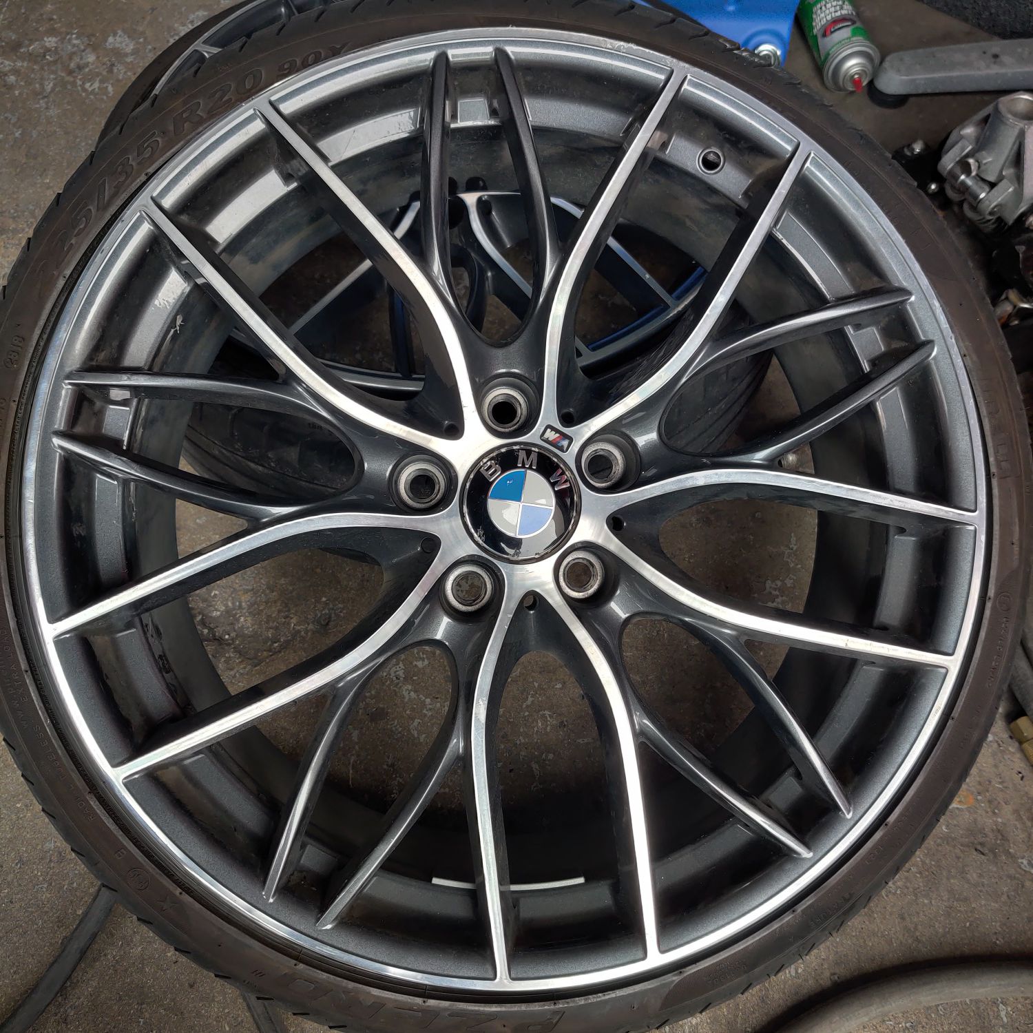 20 INCH STAGGERED BMW RIMS IN GOOD CONDITION.