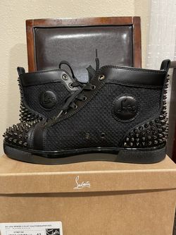 Christian Louboutin Brown Leather Louis Spikes High Top Sneakers