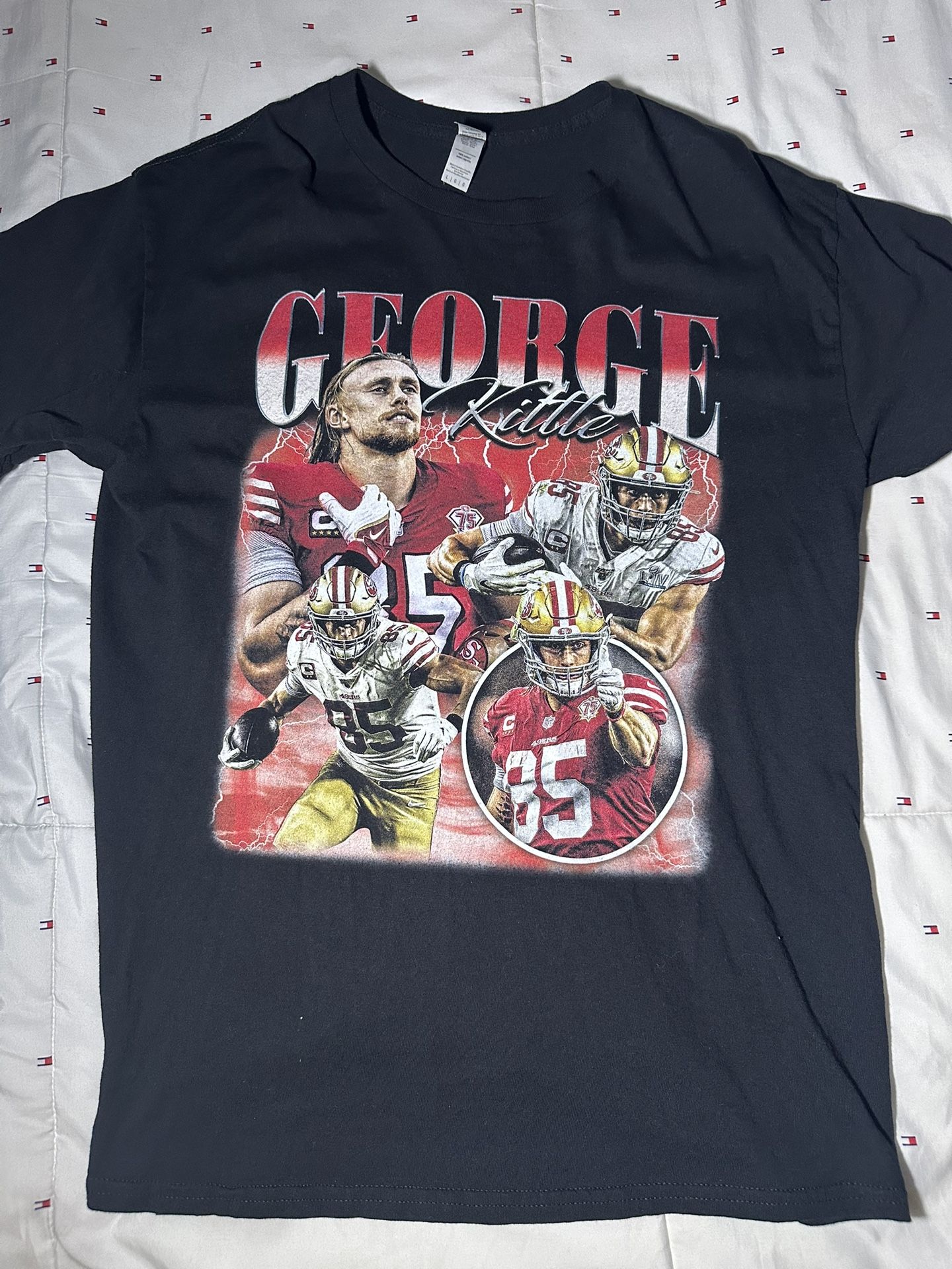 NEW Custom George Kittle Mens Black T-Shirt San Francisco 49ers - SIZE LARGE L