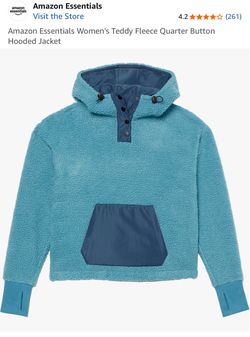 Amazon Essentials Women's Teddy Fleece Quarter Button Hooded Jacket