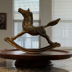Brass rocking horse - desk or nursery decor