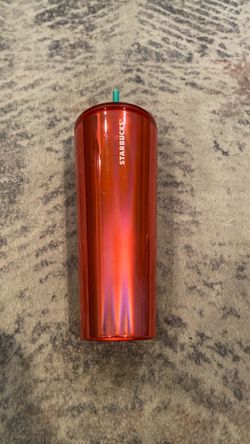 Starbucks Red Metallic Tumbler with Straw