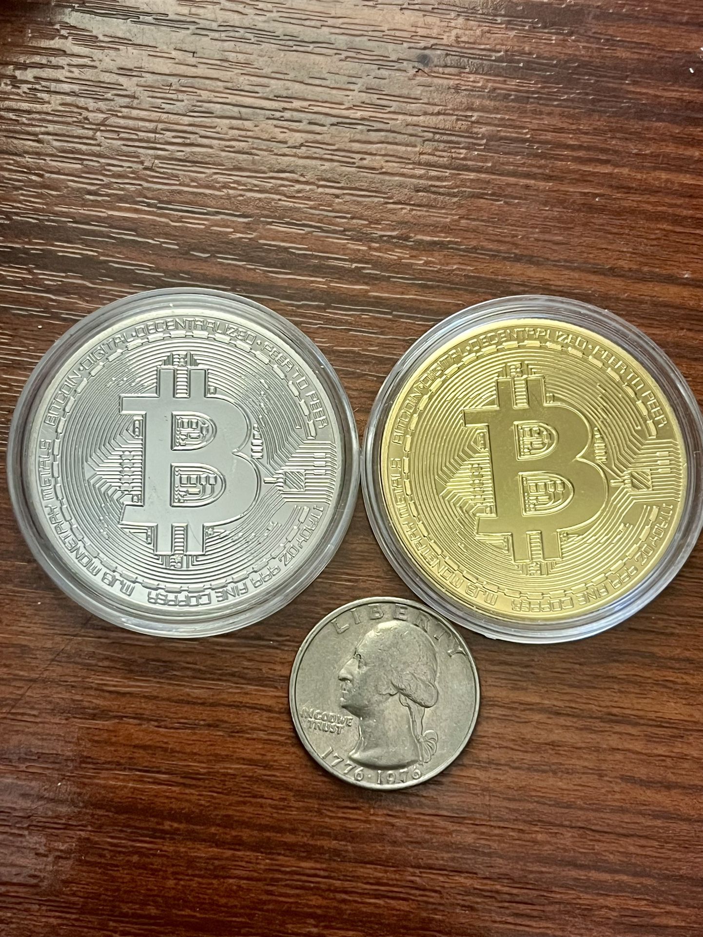 Bitcoins Pair Plated Silver & Gold Coins