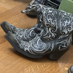 Custom made art deco cowboy boots Size 8.5