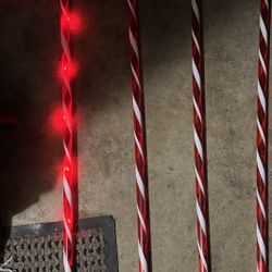 4 Light Up LED Candy Cane Outdoor Yard Stakes