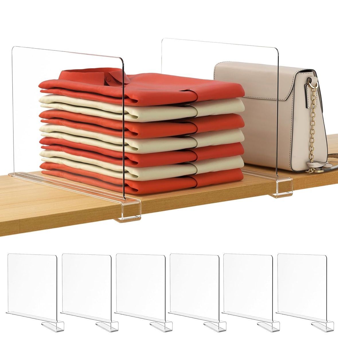 11 Pack Closet Organizers and Storage, Clear Shelf Dividers