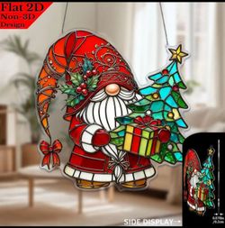 Whispering Woods Christmas Gnome Suncatcher — "The Gift Bearer"