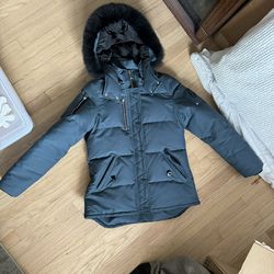 Moose Knuckles 3Q Shearling Trim Hooded Parka *RARE PETROL COLOR*