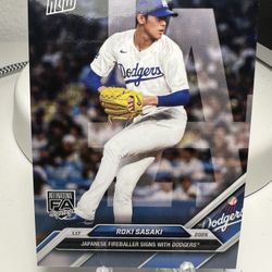 Roki Sasaki 2025 Dodgers Rookie Topps 1st Dodgers Card